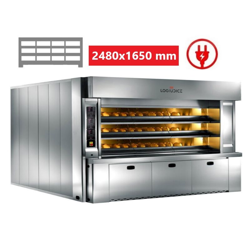 Four à sole électrique 3 chambres 12 bouches de 62 - L 248xP165 ENERGY 62 LOGIUDICE FORNI