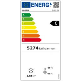 Vitrine ventilée négative vitrée 496 litres - 6 niveaux fixes avec caisson lumineux - BLANCHE