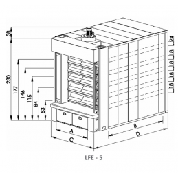 Four à sole électrique 4 étages 16 bouches de 62 - L248xP205