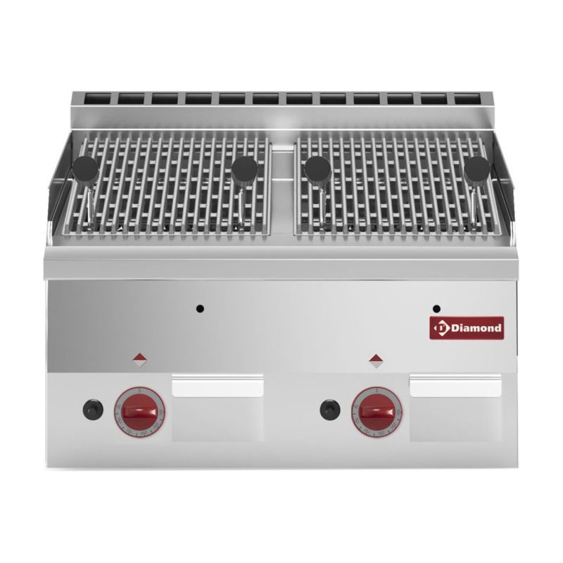 Grill pierres de lave gaz avec grille de cuisson en fonte -Top-