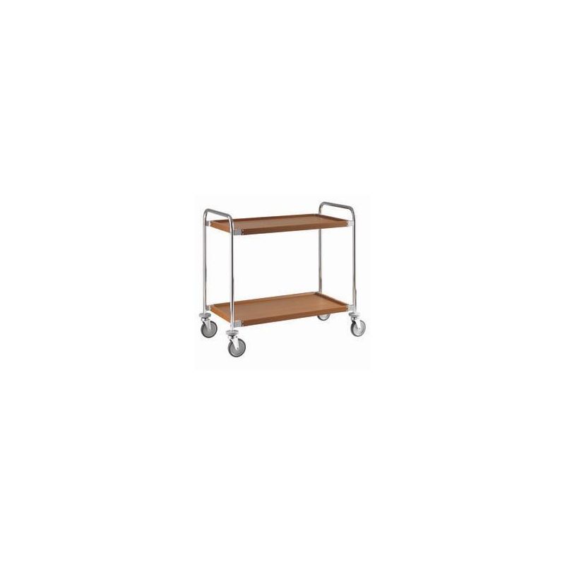 Chariot de Service 2 Niveaux Chrome-Noyer Chariot de Service 2 Niveaux Chrome-Noyer