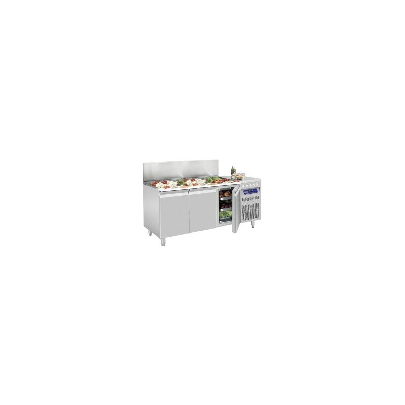 Table frigorifique ventilée, 3 portes GN 1/1, 405 Lit. avec saladette réfrigérée GN Table frigorifique ventilée, 3 portes GN 1/1, 405 Lit. avec saladette réfrigérée GN