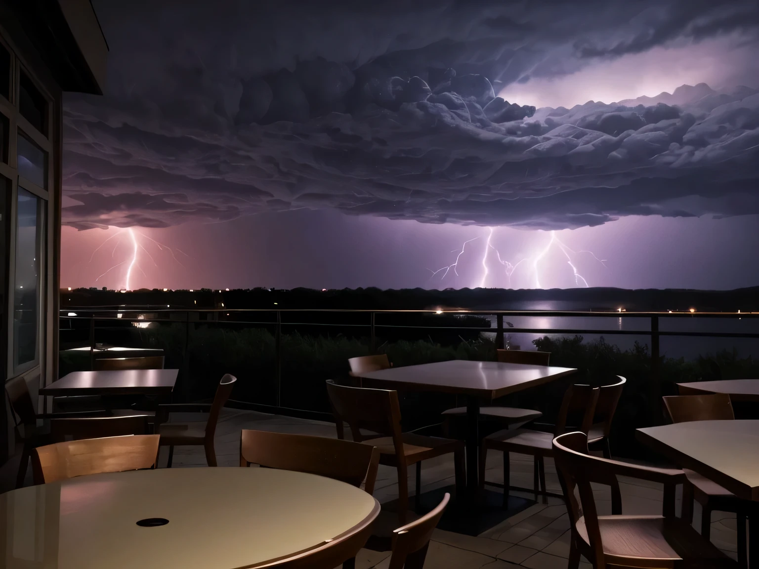 restaurant avec l'orage qui arrive