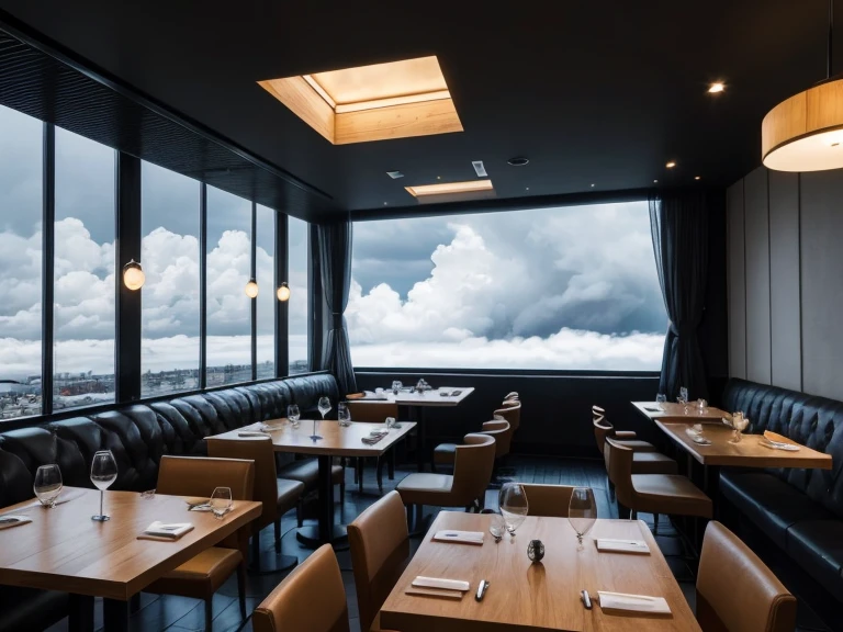restaurant avec des nuages