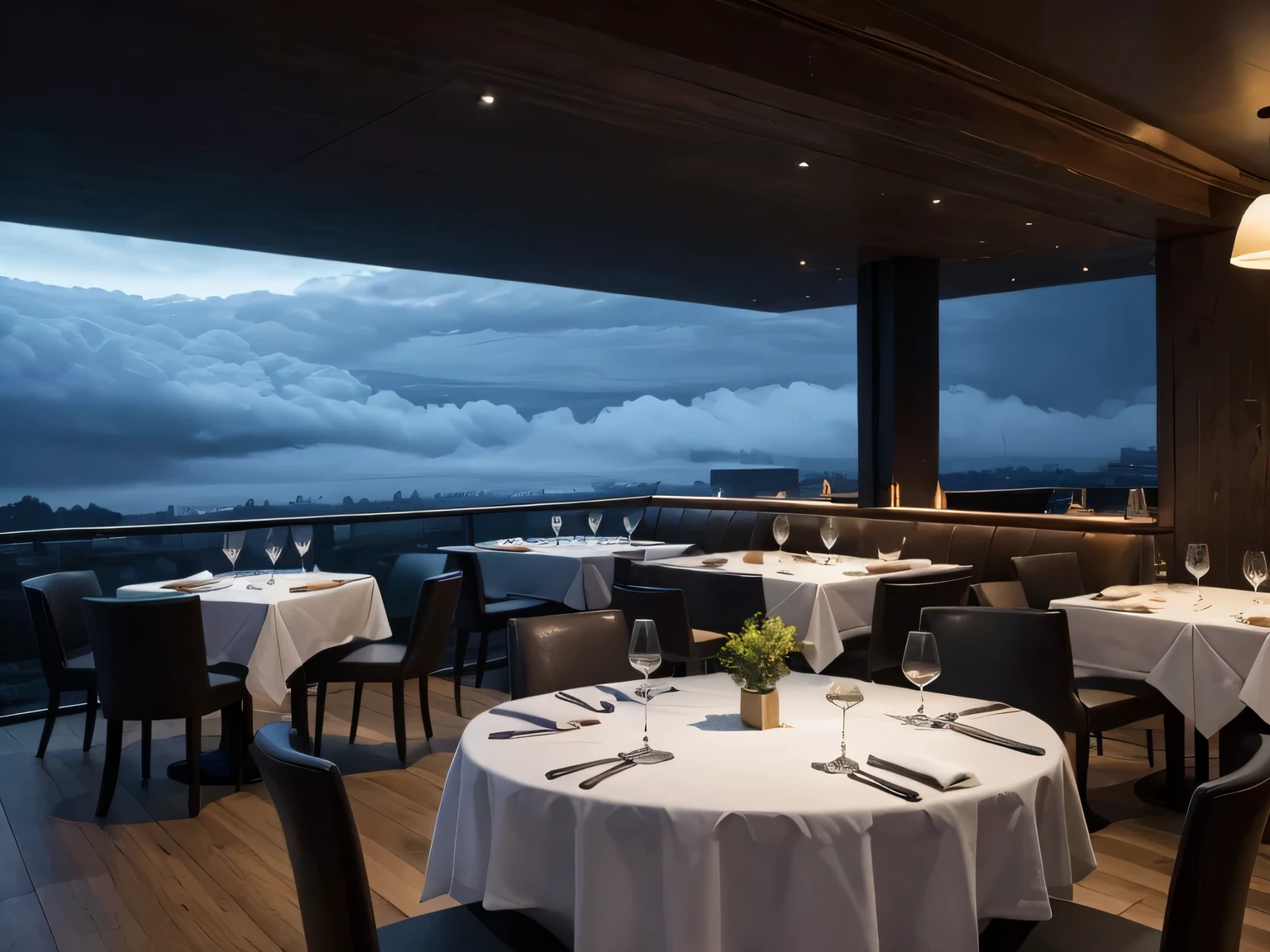 terrasse de restaurant dans les nuages (ia)