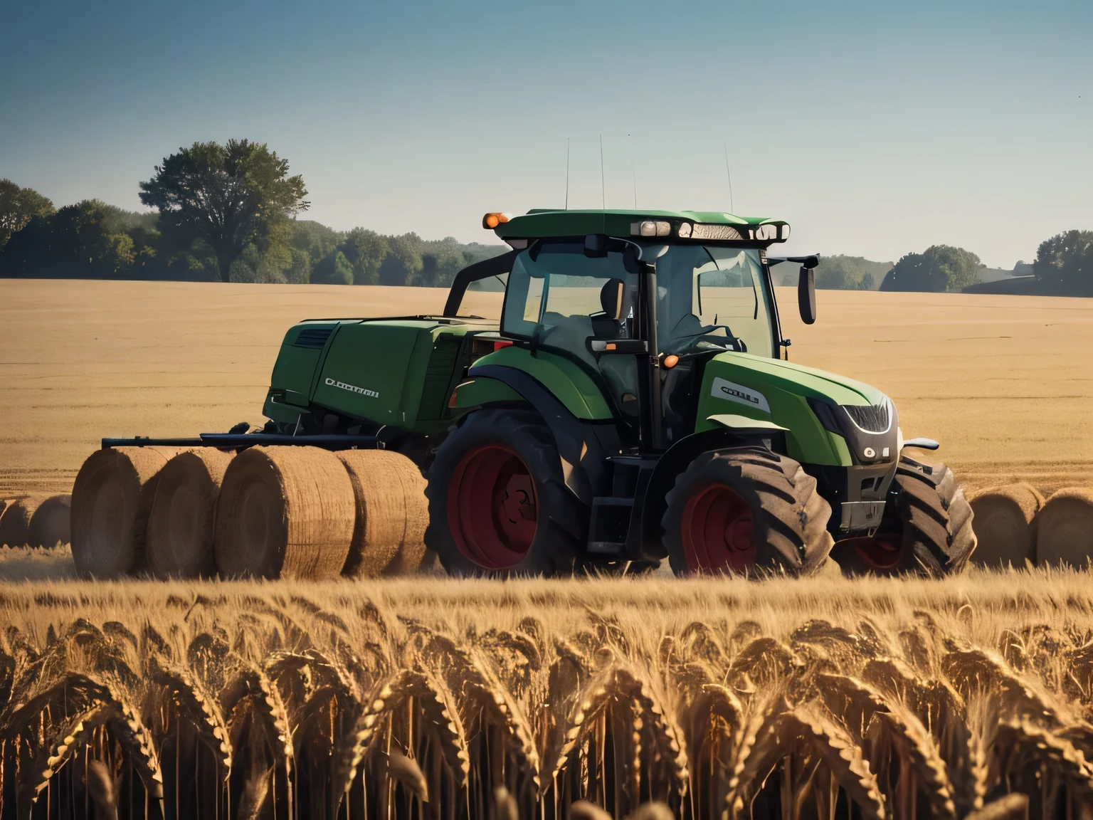 un tracteur dans un champ de blé (ia)