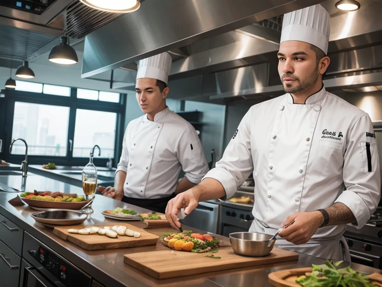chefs dans une cuisine professionnelle (ia)
