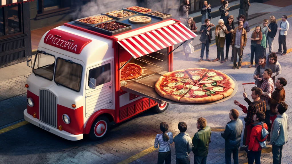 pizzeria mobile illustration
