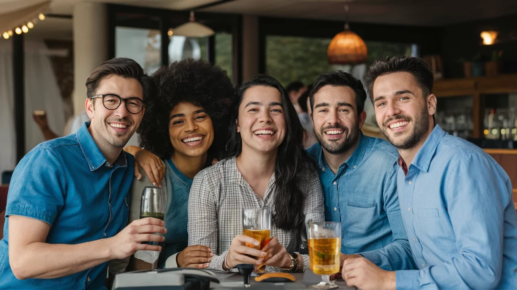 un groupe lgbt au bar d'un hotel