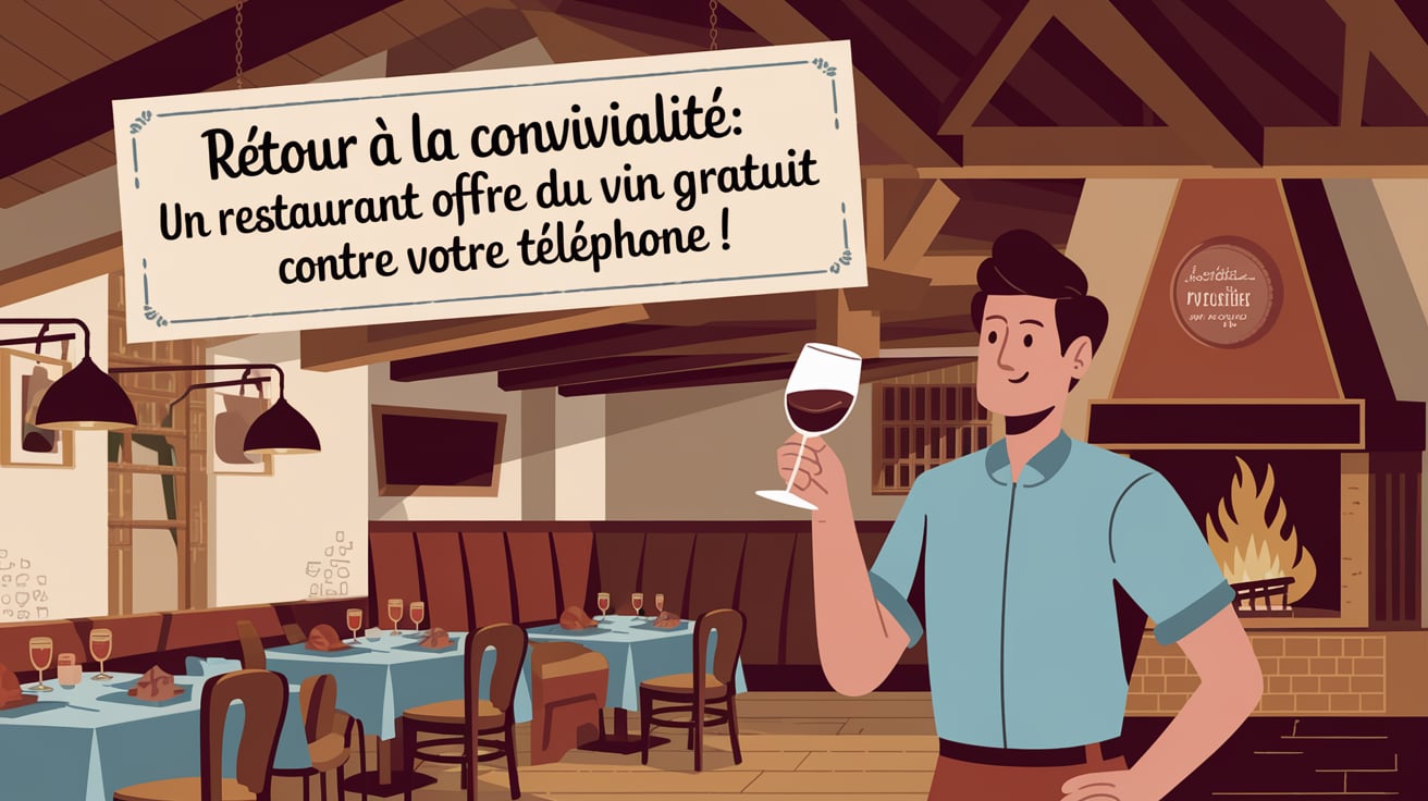 un restaurant offre du vin gratuit contre votre téléphone