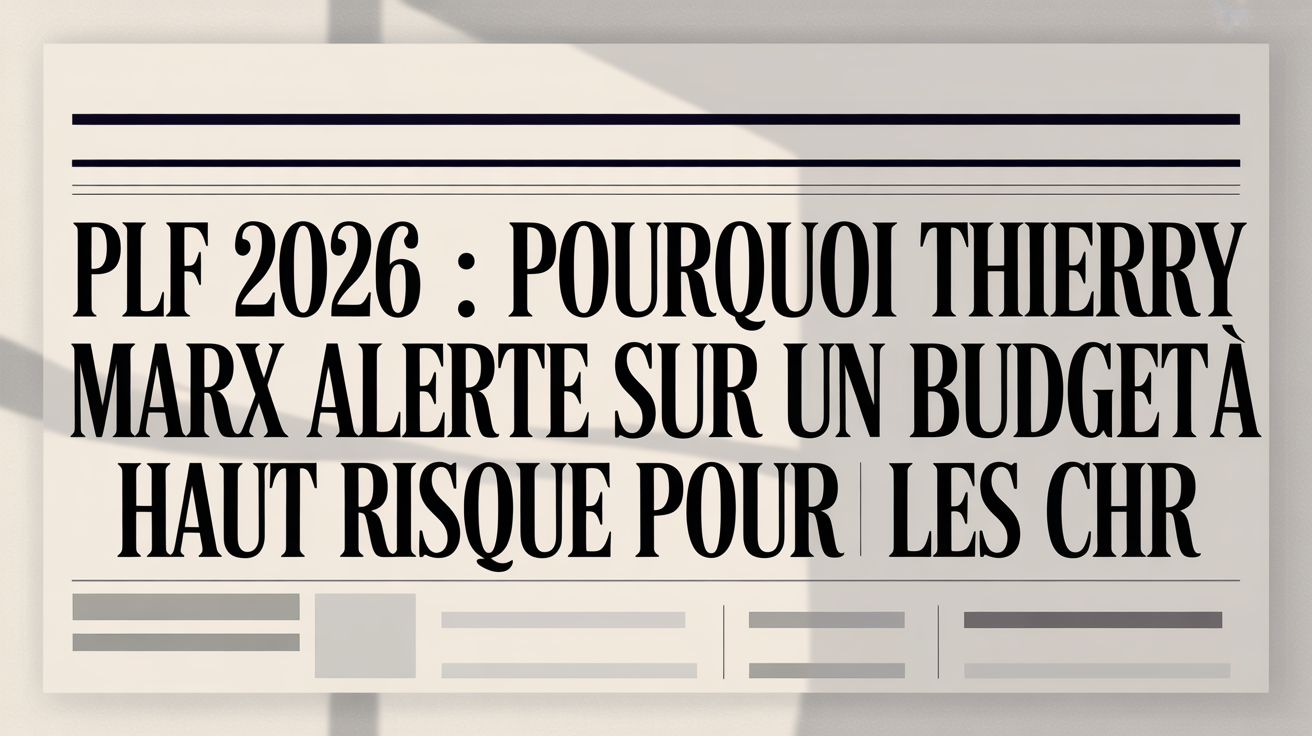 PLF 2026 : pourquoi Thierry Marx alerte sur un budget à haut risque pour les CHR