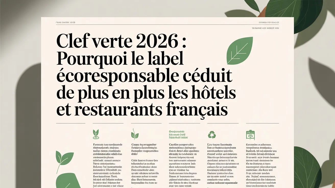 Clef Verte 2026 : pourquoi le label écoresponsable séduit de plus en plus les hôtels et restaurants français